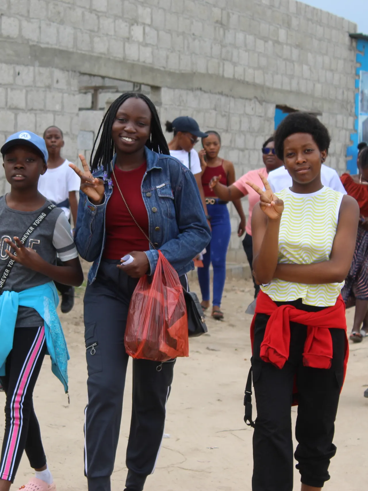 Young people from the church walking together on an outreach day