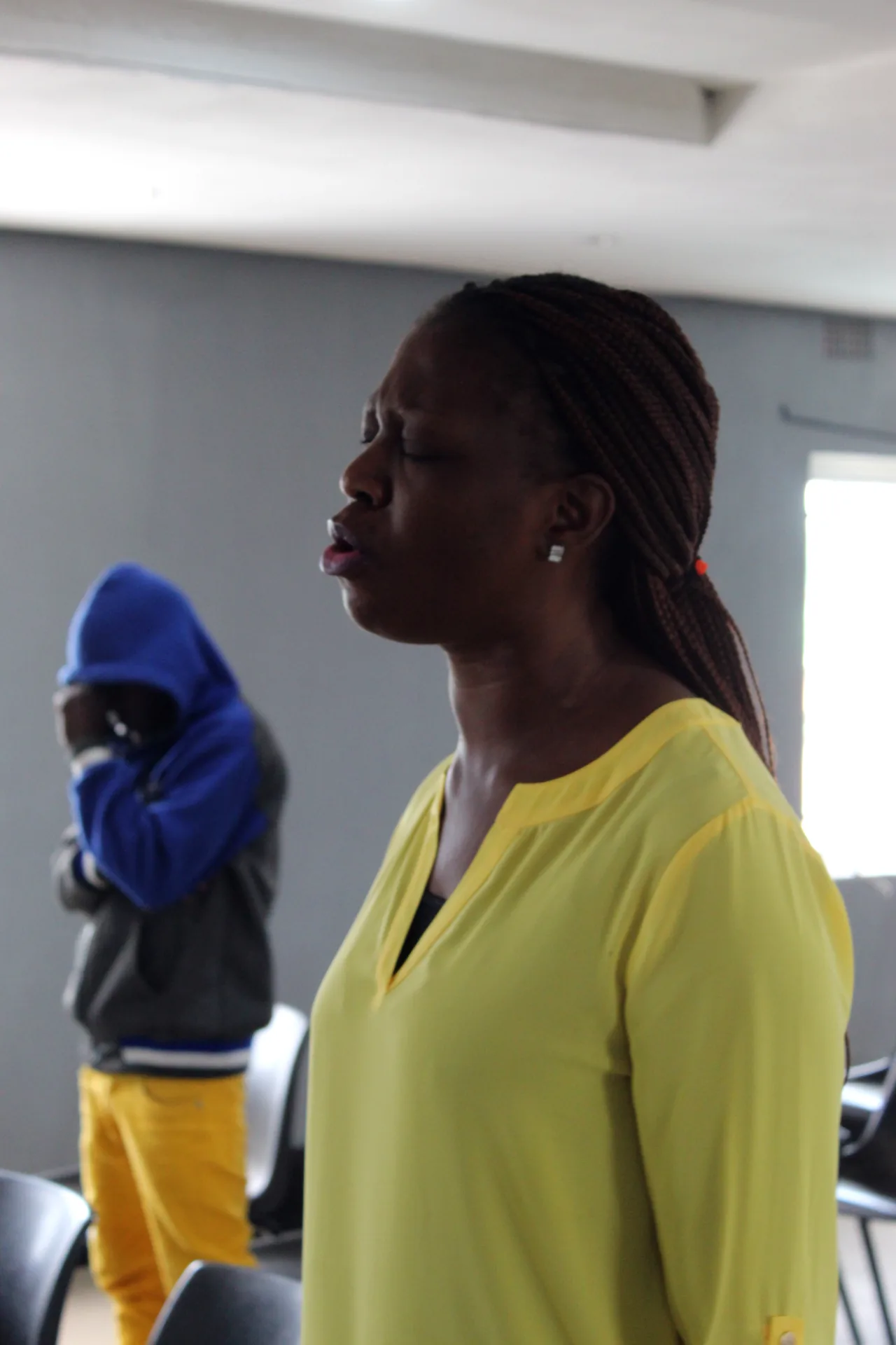 Prayer during Sunday worship